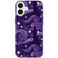 Mobilpad iPhone 16 Plus Uyumlu Van Gogh Desenli Şeffaf Telefon Kılıfı