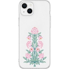 Mobilpad iPhone 15 Plus Uyumlu Çiçek Desenli Şeffaf Telefon Kılıfı