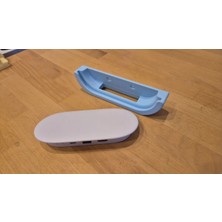 3D Baskı Duvar Montajlı Yatay Medya Oynatıcı Tutucu Kablo Çıkışlı Duvar Askısı Oval Cihaz Standı - Mavi