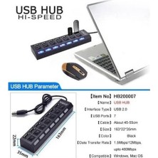 SBN - Store Prime 7 Port USB Hub Çoklayıcı Çoğaltıcı Onoff Düğmeli Işıklı Adaptörlü