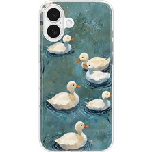 Mobilpad iPhone 17 Uyumlu Ördekler Desenli Şeffaf Telefon Kılıfı