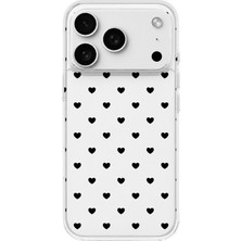 Mobilpad iPhone 17 Pro Uyumlu Minik Kalpler Desenli Şeffaf Telefon Kılıfı