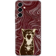 Mobilpad Samsung Galaxy A14 Uyumlu Kedi Desenli Şeffaf Telefon Kılıfı