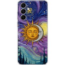 Mobilpad Samsung Galaxy A17 Uyumlu Ay Güneş Kolaj Desenli Şeffaf Telefon Kılıfı