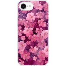 Mobilpad iPhone 16E Uyumlu Çiçekler Desenli Şeffaf Telefon Kılıfı