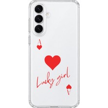 Mobilpad Samsung Galaxy A14 Uyumlu Lucky Girl Desenli Şeffaf Telefon Kılıfı