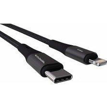 SBN - Store Prime Wahoo Type C-Lightning Örgülü Pd 27WATT Hızlı Şarj Kablosu, Siyah/ Metal (100 Cm)