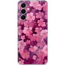 Mobilpad Samsung Galaxy A15 Uyumlu Çiçekler Desenli Şeffaf Telefon Kılıfı