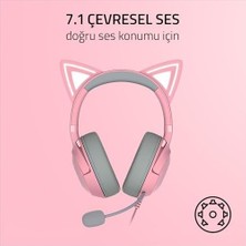SBN - Store Prime Kraken V2 - Kablolu Rgb Kulaklık Kedi Kulaklı (Reaktif Akış Aydınlatması, Hyperclear Mikro, Triforce 40 mm Sürücü, 7.1 Surround Ses) Kuvars