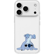 Mobilpad iPhone 17 Pro Max Uyumlu Stitch Desenli Şeffaf Telefon Kılıfı