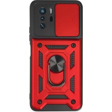 Str Store Xiaomi Poco X3 Gt Kılıf Pars Lens Yüzüklü Silikon - Kırmızı