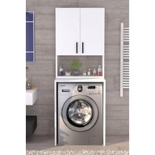 Üst Dolaplı Çok Amaçlı Çamaşır Makinesi Banyo Dolabı Beyaz