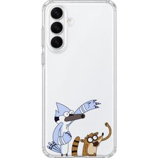 Mobilpad Samsung Galaxy A25 Uyumlu Mordecai ve Rigby Desenli Şeffaf Telefon Kılıfı