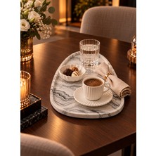 Betonmall Dekoratif Servis Tepsisi Kahve Çay Sunum Tepsisi Modern Asimetrik Ikramlık Dekoratif Tepsi
