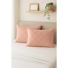 Str Store %100 Pamuk Kapitone Yastık Koruyucu Kılıf 2 Adet 50 x 70 (Pudra)