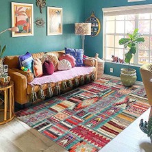 Brandi Desenli Kadife Pamuk Tabanlı Yıkanabilen Kaydırmaz Antibakteriyel Salon Halısı 100X300