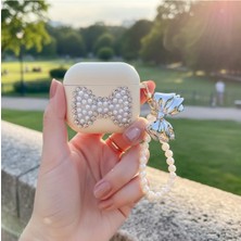 Caseonn Kılıf Figürlü 3D Taşlı Parlak Fiyonk Bej - Gri Huawei Freebuds Se 2 ile Uyumlu
