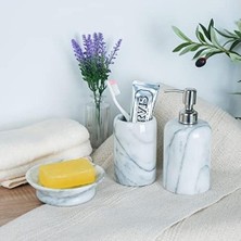 SBN - Store Lüks El Oyması Doğal Mermer Diş Fırçası ve Makyaj Fırçası Tutacağı - Banyo, Vanity, Ofis ve Masa Organizatörü Için Ağır Hizmet Tayvan Yushan Taşı (8,4