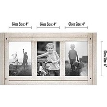 SBN - Store 10X15 cm Üçlü Fotoğraf Çerçevesi, Cilalı Kristal Berraklığında Cam, Hampton Koleksiyonu, Titrek Kavak Beyazı Ahşap Kolaj Fotoğraf Çerçevesi Masaüstü V