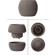 SBN - Store Prime Yuvarlak Saksı Seti 0,35 Litre + 1,2 Litre, Iç Mekan - Dış Mekan 2li Ekonomik Tabaklı Plastik Saksı Set Kahve Renk