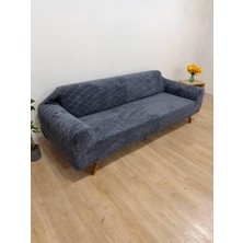 Bibaha Peluş Lastikli Koltuk Örtüsü 3 Kişilik Yıkanabilir Esnek Koltuk Kılıf (Antrasit)