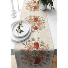 Str Store Pelangi Kırmızı Bej Güllü Çiçek Buketi Leke Tutmaz Kumaş Salon Mutfak Masa Değişik Ranır Modelleri Runner, Bej-Kırmızı-Pembe 40 x 140