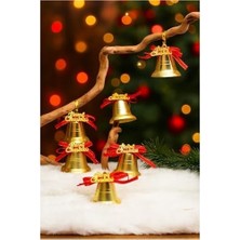 SBN - Store 9 Adet Lüx Kırmızı Kurdelalı Yılbaşı Merry Christmas Çan Süs 5cm Yılbaşı Ağacı Süsleri Süsleri