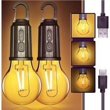 Menfry Taşınabilir Şarjlı LED Ampül Outdoor Kamp Bahçe Lambası 10W Askılı Kırılmaz LED Işık Sarı