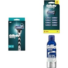 SBN - Store Mach3 Tıraş Makinesi + Yedek Tıraş Bıçağı 8'li + 2'li Tıraş Köpüğü Hassas 250 ml x 2