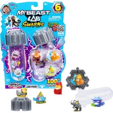 Mrbeast Lab Swarms Hyper Fusion Serisi, 100+ Benzersiz Hiper Füzyon Sürüsü Toplayın, Laboratuvar Paketi 6 Mikro Canavar, 6 Koleksiyon Çıkartma ve 2 Istiflenebilir Füzyon Kapağı Içerir