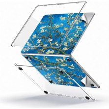 Str Store MacBook Pro 13 Inç Kristal Parlak Şeffaf Sert Kılıf Hard Case A2338 M1 M2 A2251 A2289 Uyumlu + Çiçek Desenli 3m Sticker + Şeffaf Klavye Koruyucu 3'lü Set Açık Yeşil