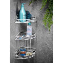 SBN - Store Ömür Boyu Paslanmaz Yapışkanlı Banyo Köşeliği Düzenleyici Şampuanlık Duş Rafı Beyaz Ek-03