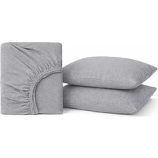 SBN - Store SEPTUMIUM%100 Pamuklu Lastikli Çarşaf, Gri, 2 Yastık Kılıfı Dahil (100X200)