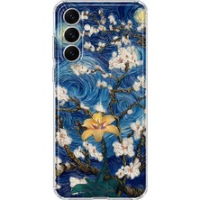 Mobilpad Samsung Galaxy A04S Uyumlu Çiçek Kolaj Desenli Şeffaf Telefon Kılıfı