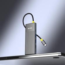 Str Store SW-U708 7 In 1 Gri Metal 4K 60Hz HDMI 100W Pd, 2xusb 3.2 1xtype-C Data, Sd/tf Type C Hub Adaptör