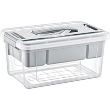 SBN - Store Bölmeli ve Katlı Plastik Organizer Makyaj Düzenleyici – Kilitli Takım Sandığı Organizer Kutu, Taşıma Kulplu Çok Amaçlı Düzenleyici, Katlı Saklama Kutu
