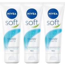 Nıvea Soft Nemlendirici Bakım Kremi 75ML, Jojoba Yağı, E Vitamini, Yüz Vücut El, Yumuşak Cilt, X3 Adet,avantajlı Set