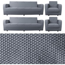 Bibaha Balpeteği 3+3+1+1 Lastikli Kanepe Örtüsü / Lastikli Koltuk Örtüsü / Koltuk Kılıfı Takımı Koyu Gri 180 x 230