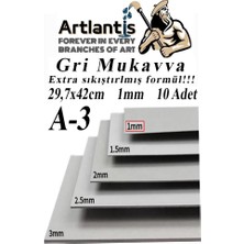 Artlantis A3 Mukavva Gri 1.0mm 10 Adet 1 Paket 29.7X42 cm A-3 Mukavva 1,0 mm Kalınlığında A-3 Mukavva