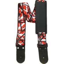Die Grup Strap Frankenstrap Pedli Omuz Korumalı Gitar ve Bas Askısı, Kırmızı-Beyaz-Siyah