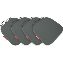 Xpermate 4'lü Sandalye Minderi Seti Oval 42X42X5 cm Standart Fit, Fermuarlı Yıkanabilir Kılıf, Bağcıklı Kaymaz, Leke Tutmaz Oturma Minderi Antrasit