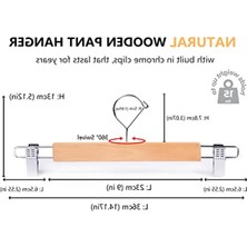Die Grup Doğal Ahşap Elbise Askısı, 36 Cm, Kaymaz Klipler ile