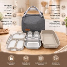 Die Grup 304 Paslanmaz Çelik 3 Bölmeli Lunch Box, Sızdırmaz Kapaklı