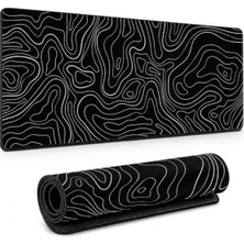 Die Grup Beyaz Mouse Pad, Topografik Kontur Desenli, Büyük Boy