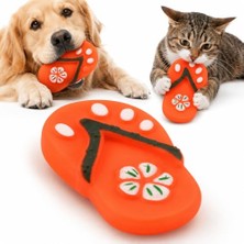 Die Grup Sesli Parmak Arası Terlik Tasarımlı Köpek ve Kedi Oyuncağı - Çiğneme, Isırma, Diş Kaşıma, Günlük Oyun, Eğitim ve Ev Içi Aktivite Için Hafif Kauçuk, Taşınabilir, Sesli Tasarım (Turuncu)