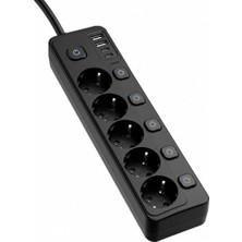Die Grup Akım Korumalı 5'li Priz, 2 USB + 2 Type-C Girişli, 2 Metre Kablo