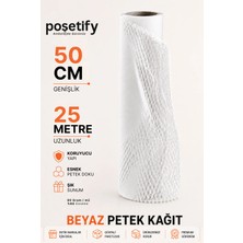 Poşetify Beyaz Petek Dolgu Ambalaj Kağıdı 50CM x 25MT | Hediye Paketleme ve Koruyucu Dolgu Kağıdı Premium