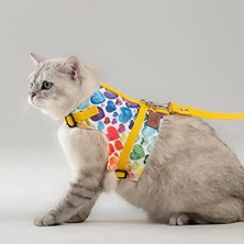 Die Grup Kaçış Önleyici Kedi Gezdirme Tasması ve Küçük Irk Köpek Gezdirme Tasması (Xs, Sarı Kalpli)