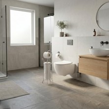 Die Grup Ayaklı Paslanmaz Metal Tuvalet Kağıtlığı, Çok Fonksiyonlu Banyo Organizeri