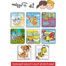 Die Grup Sevimli Hayvanlar Temalı Ahşap Puzzle Seti, 4 Parça